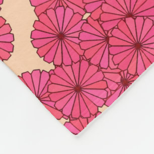 Art Deco flower pattern - deep pink and peach Fleece Blanket
