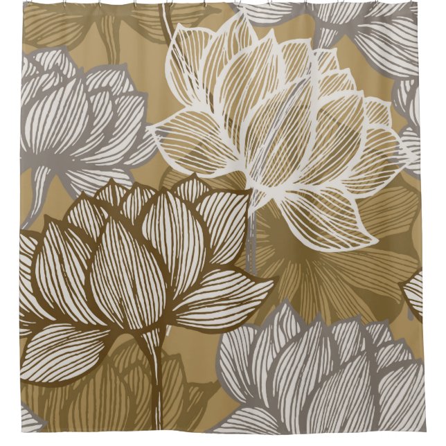 Art deco flower pattern. Flower gold line art. flo (Front)
