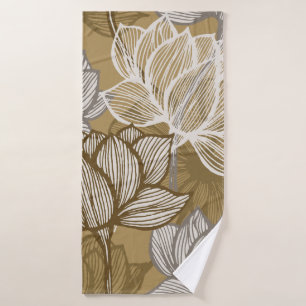 Art deco flower pattern. Flower gold line art. flo Bath Towel