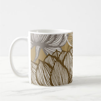 Art deco flower pattern. Flower gold line art. flo Coffee Mug