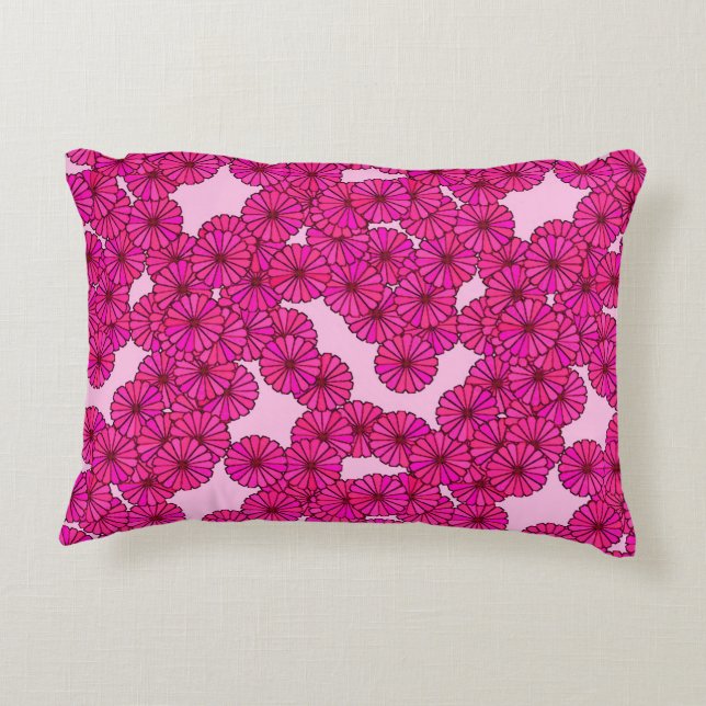 Art Deco flower pattern - magenta on pink Accent Pillow (Back)