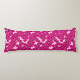 Art Deco flower pattern - magenta on pink Body Pillow