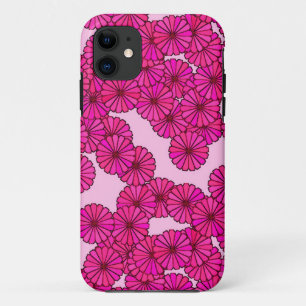 Art Deco flower pattern - magenta on pink iPhone 11 Case