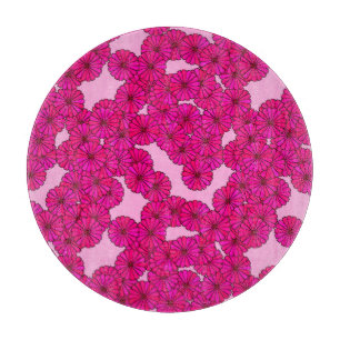 Art Deco flower pattern - magenta on pink Cutting Board
