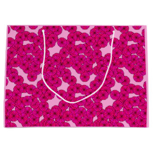 Art Deco flower pattern - magenta on pink Large Gift Bag