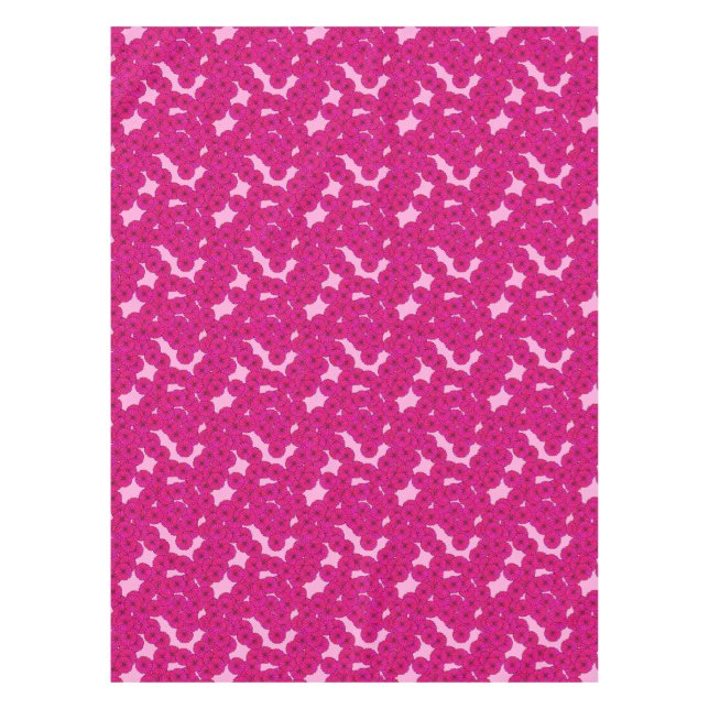 Art Deco flower pattern - magenta on pink Tablecloth (Front)