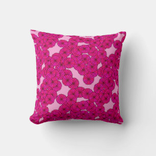 Art Deco flower pattern - magenta on pink Throw Pillow