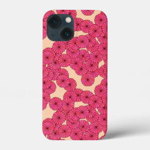 Art Deco flower pattern - pink and peach iPhone 13 Mini Case