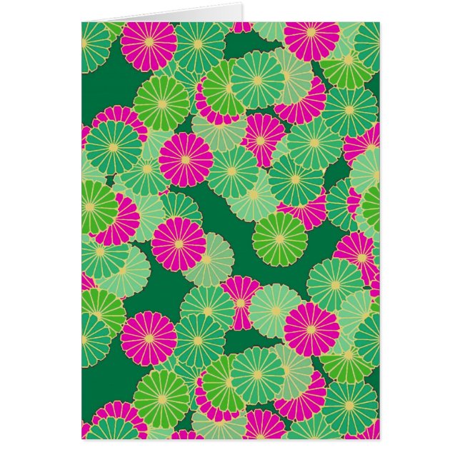 Art Deco flower pattern - shades of green, fuchsia (Front)