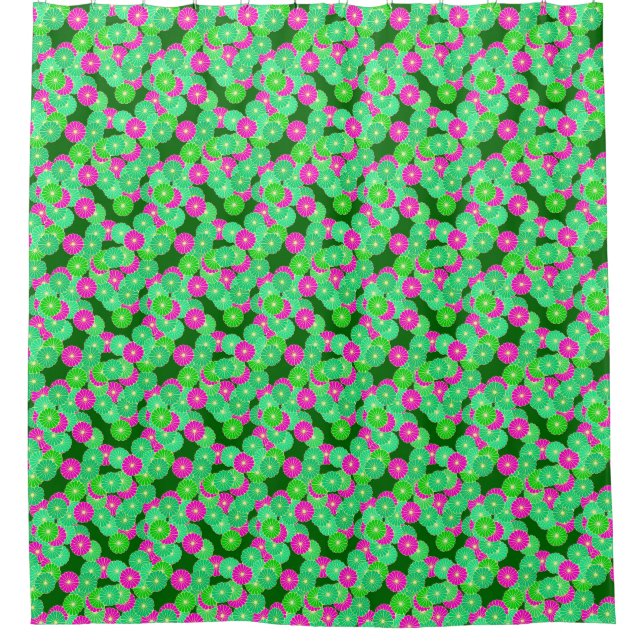 Art Deco flower pattern - shades of green, fuchsia (Front)