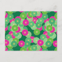Art Deco flower pattern - shades of green, fuchsia