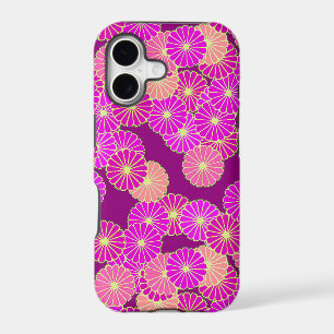 Art Deco flower pattern - shades of violet, coral