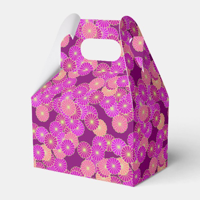 Art Deco flower pattern - shades of violet, coral Favor Box (Front Side)