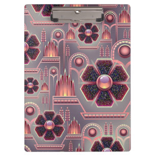 Art deco flower pattern vintage geometric purple  clipboard