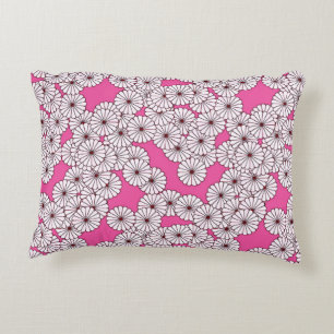 Art Deco flower pattern - white on pink Accent Pillow