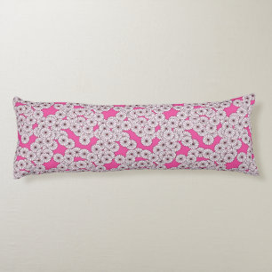 Art Deco flower pattern - white on pink Body Pillow