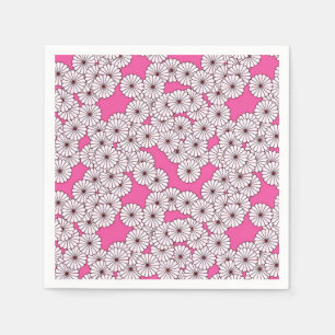 Art Deco flower pattern - white on pink Napkin
