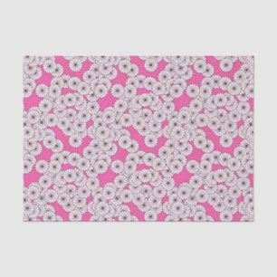 Art Deco flower pattern - white on pink Tissue Paper