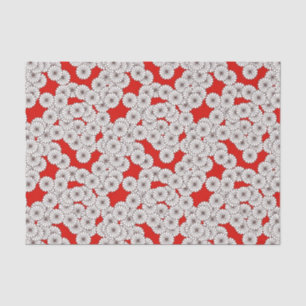 Art Deco flower pattern - white on red Tissue Paper
