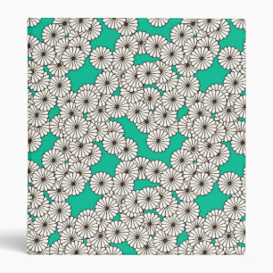 Art Deco flower pattern - white on turquoise Binder