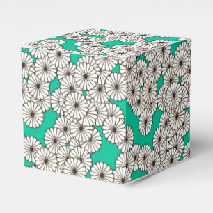 Art Deco flower pattern - white on turquoise Favor Box