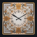 Art Deco flower Square Wall Clock<br><div class="desc">Great clock design. You will love it like others. Be free to use this design for other product you like or to customize and add your text. Follow me for more. Thank you. Have a nice day.</div>