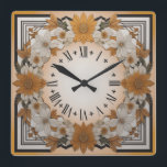 Art Deco flower Square Wall Clock<br><div class="desc">Great clock design. You will love it like others. Be free to use this design for other product you like or to customize and add your text. Follow me for more. Thank you. Have a nice day.</div>
