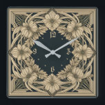 Art Deco Flower Square Wall Clock<br><div class="desc">Great clock design. You will love it like others. Be free to use this design for other product you like or to customize and add your text. Follow me for more. Thank you. Have a nice day.</div>