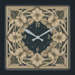 Art Deco Flower Square Wall Clock<br><div class="desc">Great clock design. You will love it like others. Be free to use this design for other product you like or to customize and add your text. Follow me for more. Thank you. Have a nice day.</div>