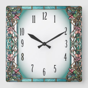 Art Deco Flower Square Wall Clock