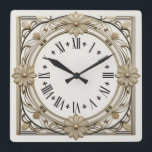 Art Deco Flower Square Wall Clock<br><div class="desc">Great clock design. You will love it like others. Be free to use this design for other product you like or to customize and add your text. Follow me for more. Thank you. Have a nice day.</div>