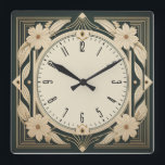 Art Deco Flower Square Wall Clock<br><div class="desc">Great clock design. You will love it like others. Be free to use this design for other product you like or to customize and add your text. Follow me for more. Thank you. Have a nice day.</div>
