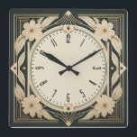 Art Deco Flower Square Wall Clock<br><div class="desc">Great clock design. You will love it like others. Be free to use this design for other product you like or to customize and add your text. Follow me for more. Thank you. Have a nice day.</div>