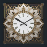 Art Deco Flower Square Wall Clock<br><div class="desc">Great clock design. You will love it like others. Be free to use this design for other product you like or to customize and add your text. Follow me for more.  Thank you. Have a nice day.</div>