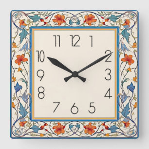 Art Deco Flower Square Wall Clock