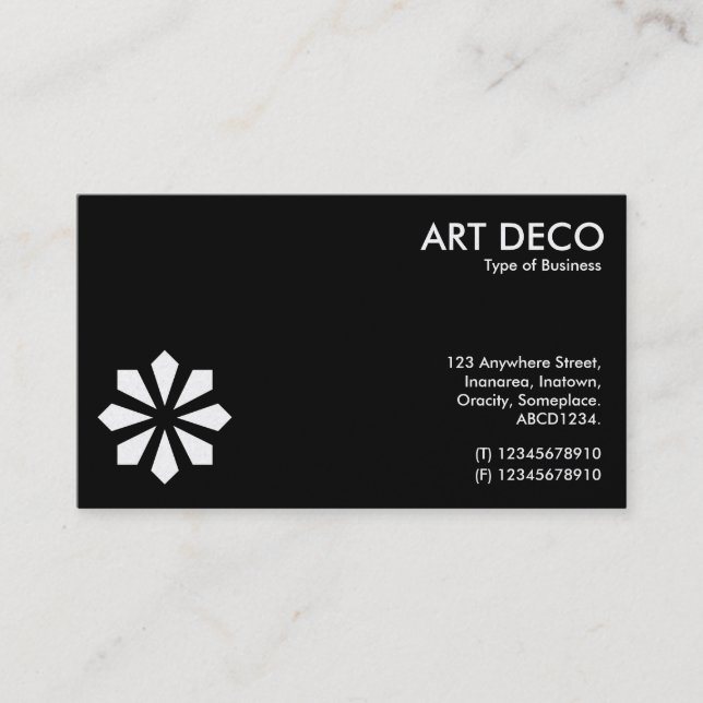 Art Deco Flower Symbol - Black (Gold Card) Business Card (Front)
