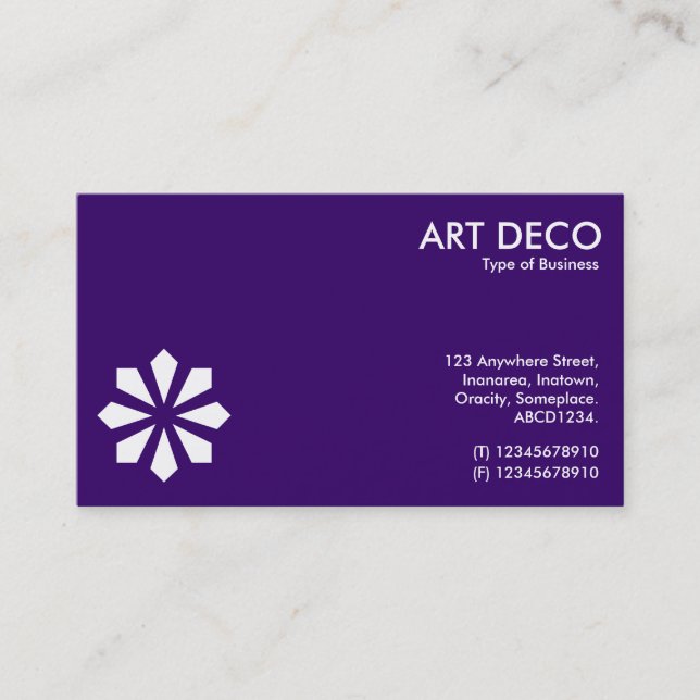 Art Deco Flower Symbol - Deep Purple 330066 Business Card (Front)