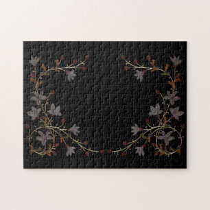 Art Deco Flowers On Black Jigsaw Puzzle
