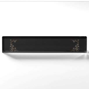Art Deco Flowers On Black Nameplate