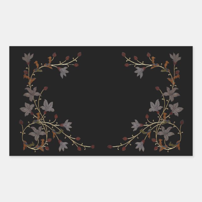 Art Deco Flowers On Black Sticker (Front)