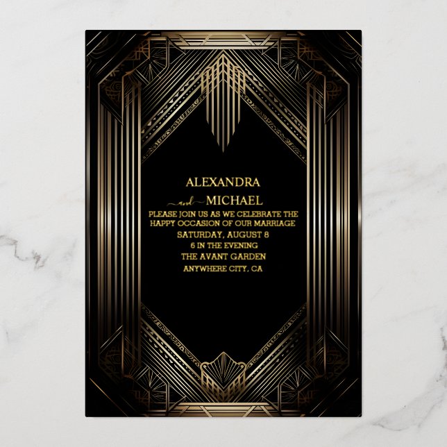 Art Deco Foil Invitation (Front)