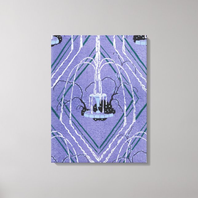 Art Deco Fountain In Blue Canvas Print (Front)