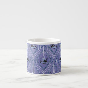 Art Deco Fountain In Blue Espresso Cup