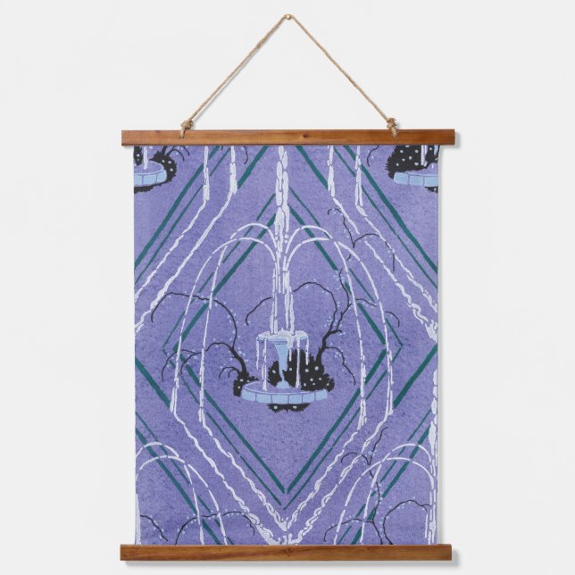 Art Deco Fountain In Blue Hanging Tapestry (Front)