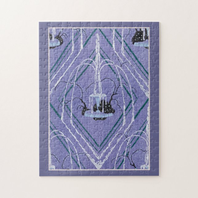 Art Deco Fountain In Blue Jigsaw Puzzle (Vertical)