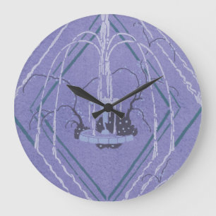 Art Deco Fountain In Blue Large Clock
