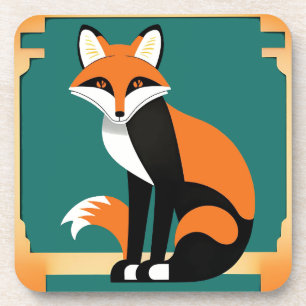 Art Deco Fox Coaster Set