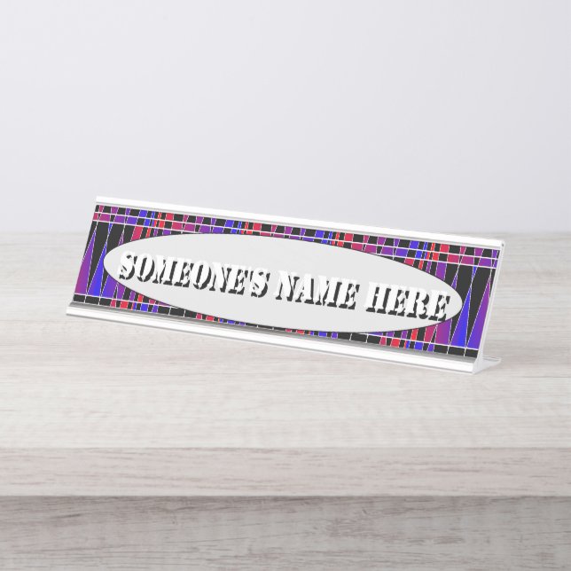 Art Deco 'Fractured' by Kenneth Yoncich Desk Name Plate (Front)