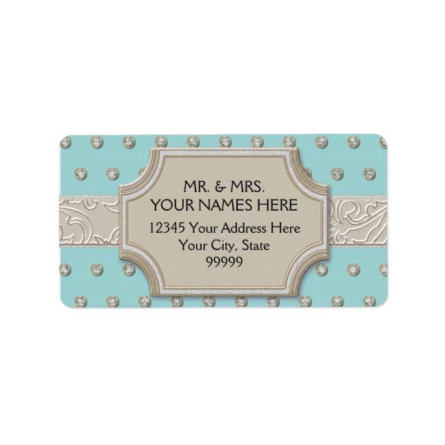 Art Deco Frame Champagne Silver Jewel Dots Label (Front)