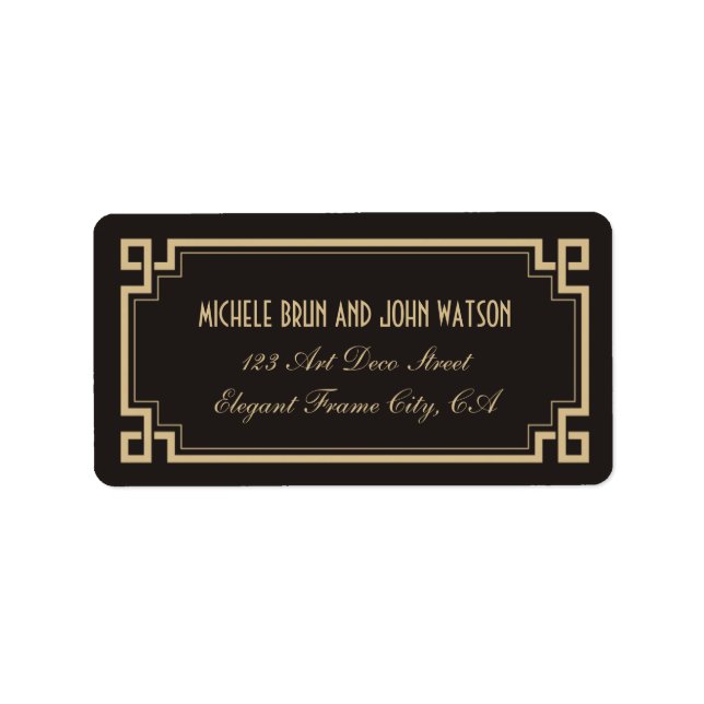 Art Deco Frame Custom Dark Return Address Label (Front)